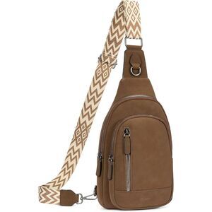 Women Dark Brown Suede Imported Faux Leather Unique Sling Cross Body Backpack